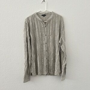 John Varvatos Linen Textured Light Gray Shirt